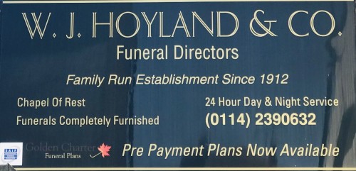 The logo for W. J. Hoyland & Co. Funeral Directors